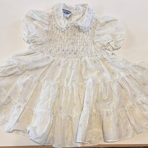 White Floral Smocked Dress